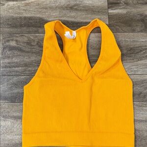 Zenana Outfitters Ribbed V-Neck Racerback Tank Top in orange